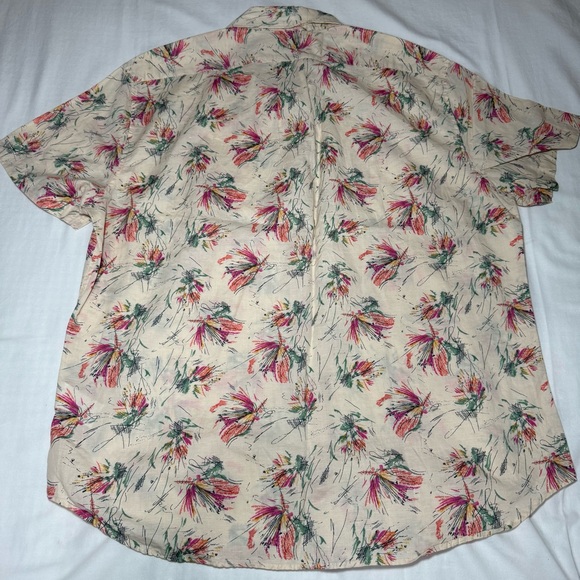 J Crew Shirt Mens XL Fishing Lure Short Sleeve Button Up Linen Cotton Blend - Picture 7 of 7